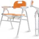 Foldable Upgraded Shower Chair with Armrests and Back,Heavy Duty Folding Bathtub Chair with Thicker Shower Seat for Elderly,Handicap,Disabled, Seniors & Pregnant,Supports Up to 400 lbs.