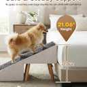 Dog Ramp for Bed & Couch, 21.06 inches High Dog Stairs for Large/Medium/Small Doggie, Foldable 2 in 1 Wooden Pet Steps for Puppy Older and Injured Dogs, Split Ottoman Design, No-Slip Surface (Apricot)
