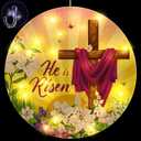 Geelin 11 Inch Easter Window Light He is Risen Decorations Spring Christian Jesus Cross Religious Sign LED Happy Easter Party Supplies for Indoor and Outdoor Farmhouse Wall Decor (Cross)
