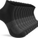 CS CELERSPORT 5 Pairs Women's Ankle Socks Running Athletic Sport Socks with Cushion (Medium, Black)