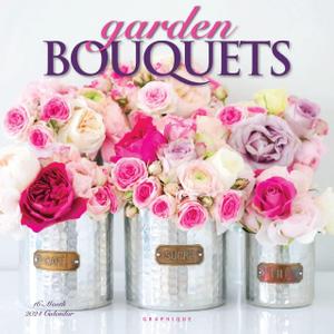4 x Graphique 2024 Garden Bouquets Wall Calendar | 12 x 12 | Thick Paper | Home & Office Organizer | Large Monthly Grid | 3 Languages & Marked Holidays | 4 Month Preview Page for 2025