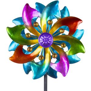 DREAMYSOUL Wind Spinner Outdoor Metal, 37" Kinetic Wind Spinners Colorful Wind Sculpture Yard Art for Garden Patio Lawn Decor