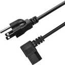 3 Prong Left Angle Power Cable 3ft Heavy Duty AC Cables forC13 Angle Type Cable, 90 Degree Power Cable, PC Monitor TV,3 Pin Connector, Universal Power Cord, Computer Left Angle Power Cord,18 AWG