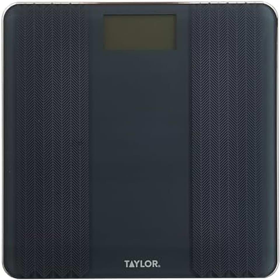 Taylor Glass Textured Paint Herringbone Design Digital Bathroom Scale, Gray, 5273274