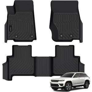All Weather Floor Mats Fit for Jeep Grand Cherokee(WL Include 4xe, Not WK2 or WL75) 2022-2025 5 Seat Only TPE Rubber Liners All Season Guard Odorless Anti-Slip Floor Mats