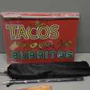 Tacos Burritos Feather Flag Pole Kit Include 7 ft Mexican Food Banner and Flag Poles Heavy Duty Ground Stake Tacos Burritos Sign Advertising Feather Banner for Restaurant