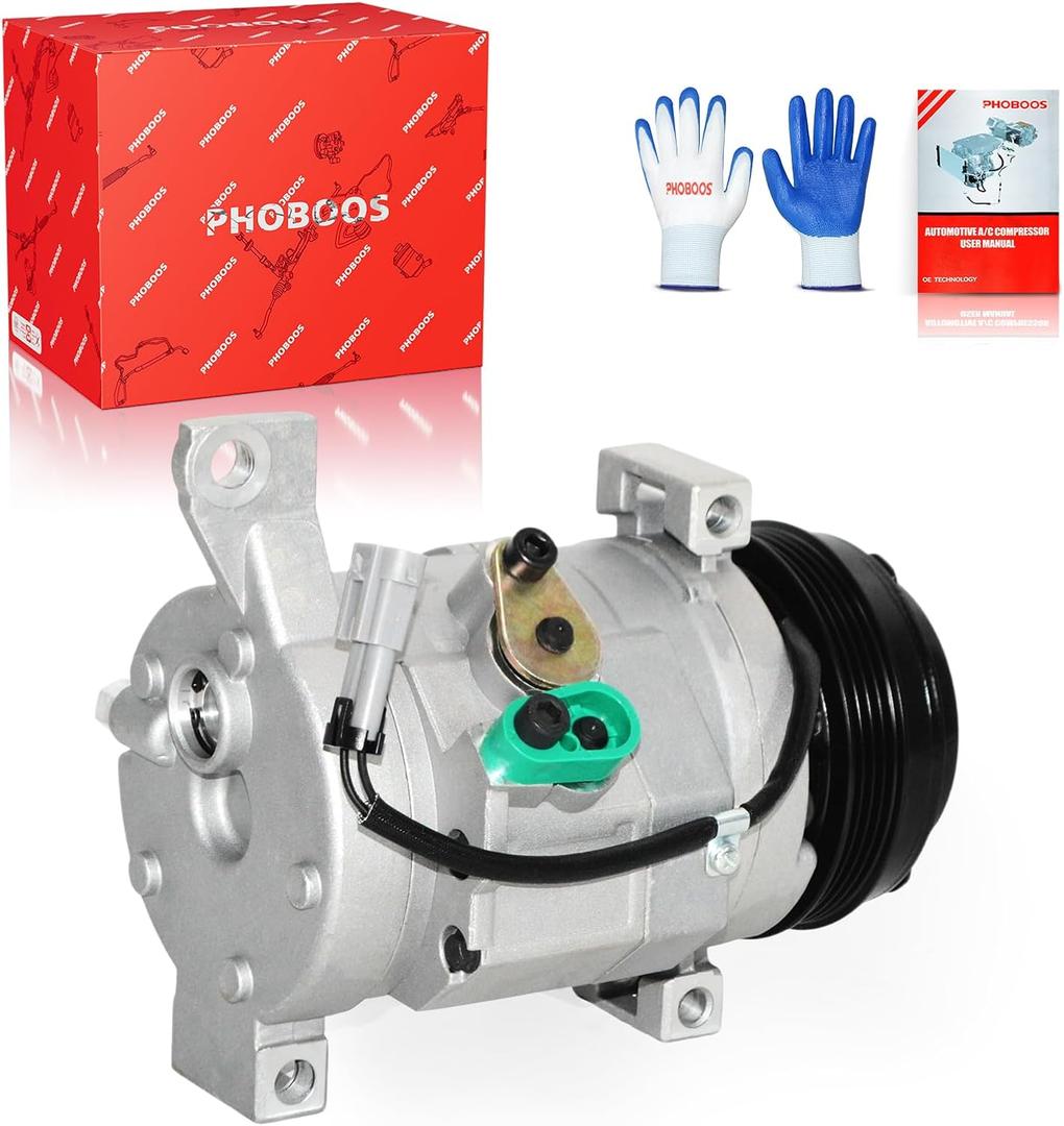 PHOBOOS A/C Compressor with Clutch Compatible with Chevrolet & GMC Models, Silverado, Sierra, Tahoe, Yukon, Suburban, Express, Escalade, Savana, Avalanche, etc. Fast Cooling, Ref. CO-29002C, 78376