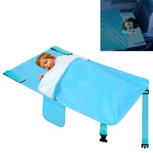 Airplane Bed for Toddler with Blanket, Airplane Seat Extender for Kids, Baby Airplane Travel Essentials, Blue