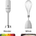 Cordless Hand Blender, UTALENT Variable Speed Immersion Blender handheld Rechargeable, with USB-C Charging Cable, Egg Whisk, for Smoothies, Milkshakes, Hummus and Soups – White