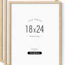 Minimalist 18x24 Frame Set of 3, Natural Solid Oak Wood 18x24 Poster Frame, Lightweight for Wall Mounting(3 Pack, Oak)
