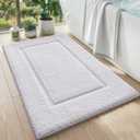 DEXI Bathroom Rugs 32x20, Washable Non Slip Bath Mat for Shower Floor, Absorbent Quick Dry Bathmat with Rubber Backing, Ultra Soft Plush Carpet for Tub, White