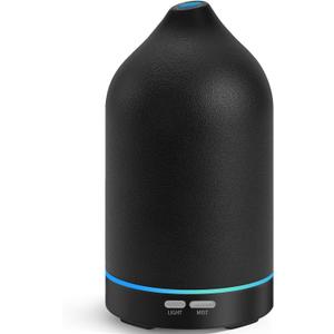 URPOWER 120ML Essential Oil Diffuser, Ultrasonic Aromatherapy Diffuser with Sleek Black Ceramic Design, 7-Color LED Lights, Auto Shut-Off, Humidifier for Home & Office, Scent Diffuser for Relaxation