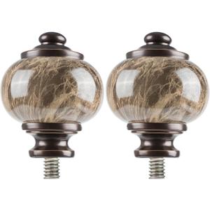 KAMANINA Marbled Replacement Finials for 1 or 7/8 Inch Bronze Curtain Rods, M6 Screw Drapery Rod Finials, 2 Pack