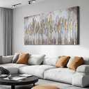 Acocifi Beige Neutral Canvas Wall Art Living Room, Abstract Leaf Gold Textured Painting, Modern Minimalist Picture Artwork Framed for Bedroom Dining Room Office Home Extra Large Decor 58"x29"