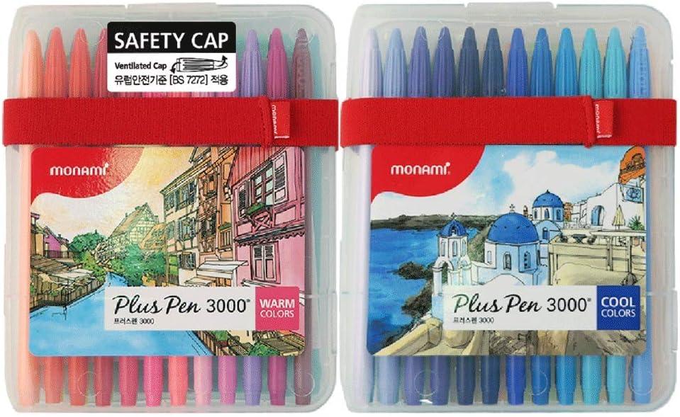 MONAMI Plus Pen 3000 Felt Tip Pens, Fine Point (0.4mm), Coloring/Drawing/Journaling, Assorted Colors, 48-Pack