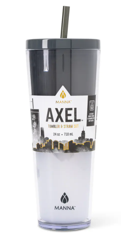 Manna™ Axel™ Plastic Tumbler & Straw Set - Black
 24 OZ