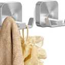 TAILI Patented Strong Suction Cup Hook, 304 Stainless Steel Bathroom Suction Cup Holder for Towel, Loofah, Bathrobe, Damage-Free Hanging Shower Wall Hook, Double-Hook Widening Design, 2 Pack, Silver
