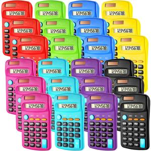 24 Pcs Pocket Size Basic Calculators Dual Powered Handheld 8 Digit Display Desktop Calculators for Desktop Home Office(Multi Color)