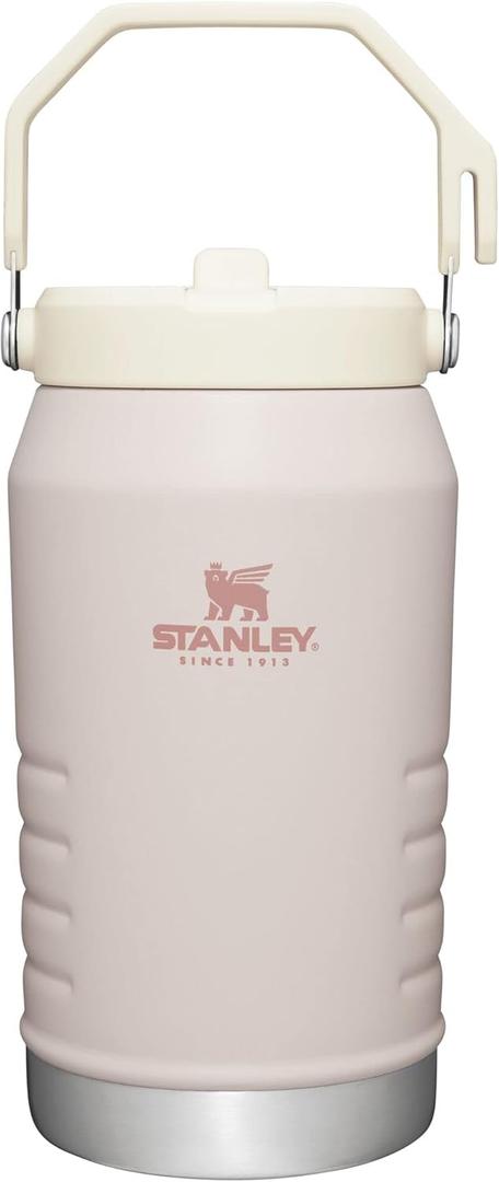 Stanley IceFlow Flip Straw Jug with Handle 64 oz| Twist On Lid and Flip Up Straw | Leak Resistant for Travel and Sports | Insulated Stainless Steel | BPA-Free | Rose Quartz