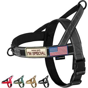 Annchwool No Pull Dog Harness with Soft Padded Handle-Reflective Strip Escape Proof and Quick Fit to Adjust Dog Harness-Easy for Training Walking for Small & Medium and Large Dogs(Black,XS,1 In Width)