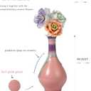 Small Ceramic Cherry Blossom Pink Tall Vase with Four Ceramic Flowers