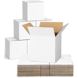 40-Pack-Small-Shipping-Boxes-6x6x6, Corrugated-Cardboard-Boxes-for-Packaging-Small-Business, White-Boxes-Mailers