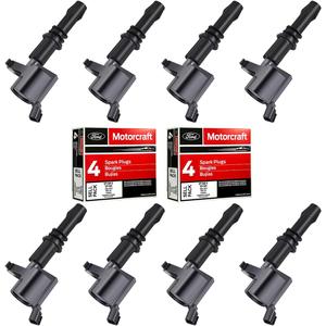 MAS Set of 8 Platinum Spark Plugs and 8 Straight Ignition Coil Packs Compatible with Ford F-150 Expedition F-250 Super Duty F-350 Super Duty 5.4L Replacement for FD508 SP515 SP546 DG511