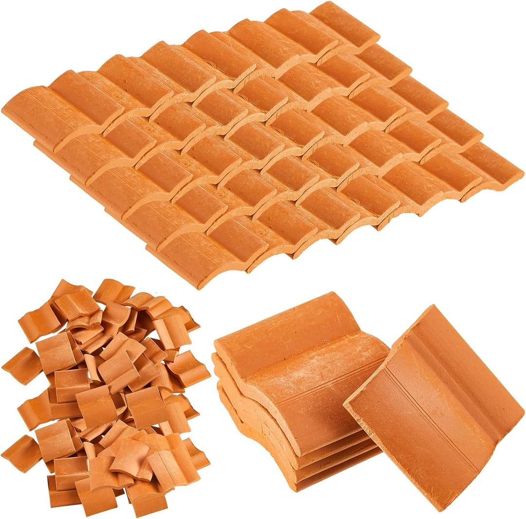 Charniol Miniature Roof Tiles Model Building Set Dollhouse Shingles Clay Roof Tiles for Model Fake Landscape Accessories for Crafts Project Shed DIY Kitchen Garden Diorama Roofing