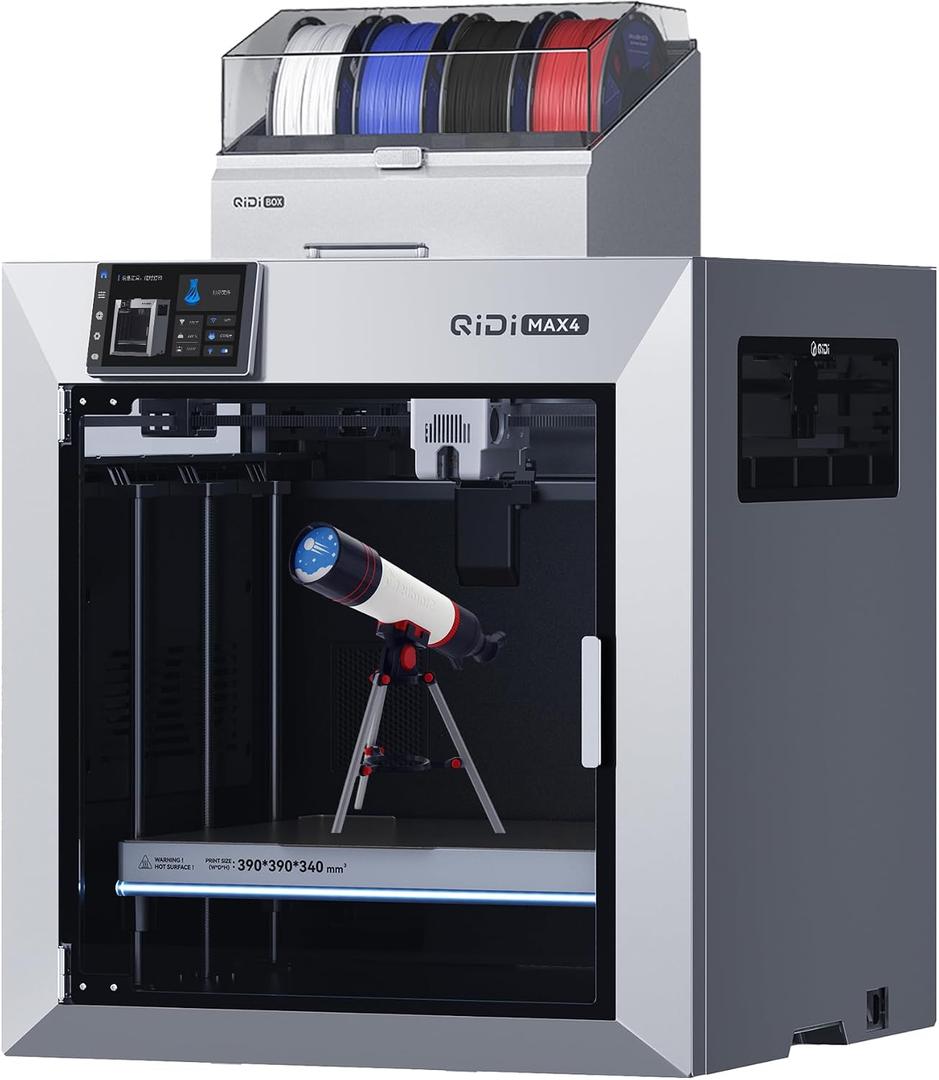 QIDI Max4 Combo 3D Printer, 390×390×340mm Build Volume, 65℃ Heated Chamber