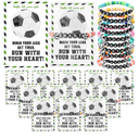 Zeyune 20 Set Soccer Bracelets Soccer Valentines Team Gifts Bulk Party Favors Stackable Clay Bead Adjustable Gifts Bracelets Inspirational Sports Cards for Team Players Adults Sports Party Favors