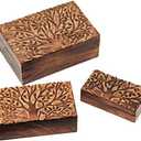 Mango Wood Boxes with Tree of Life Set/3