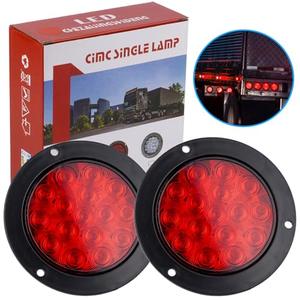 LIGBT 4 Inch Red Led Round Trailer Tail Lights 4" led Trailer Stop Brake Turn Tail Lights 16 LED Waterproof led Trailer Lights for Boat Truck RV