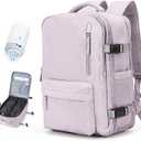 Vacuum Travel Backpack with Pump for Women, Personal Item Carry on Backpacks Flight Approved 18x14x8 inches for Men,Laptop Waterproof Work Compression bags Casual Daypack. (Pink) (Large)