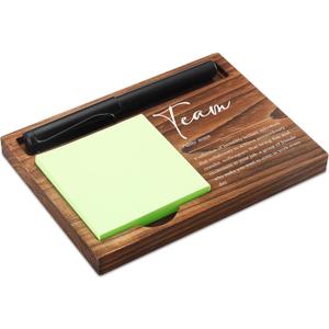 CINRLLA Wooden Sticky Note Holder & Pen Dispenser, 6.5 x 4.7 inches, Green, 1 Count