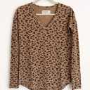 Women's Cheetah Print V Neck Long Sleeved Sweater, 3XL