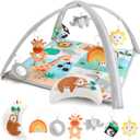 The Peanutshell Unisex Baby Play Gym & 7-in-1 Play Mat - Playmat Baby Toys 0-6, 6-12 Months Tummy Time Mat with Hanging Toys, Soft Padded for Newborns, Infants - Safari