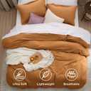 Bedsure Honey Ginger Duvet Cover Full Size - 3 Pieces Prewashed Extra Soft Cotton-Like Bedding Set, Includes 1 Duvet Cover 80x90 Inches with Zipper Closure & 2 Pillow Shams, Comforter Not Included