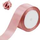 2 x 25 Yards Satin Ribbon for Gift Wrapping Floral Bouquets Party Decoration DIY Craft (Rose Pink, 1.5 Inch)