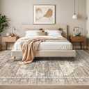 RUUGME Living Room 10x14 Area Rugs - Washable Lightweight Area Rug Stain Resistant Carpet Vintage Soft Rugs for Bedroom with Non Slip Backing Indoor Ultra-Thin Rugs Home Decor 10x14 Beige