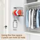 Hat Rack for Wall, 2 Pack Adjustable Metal Hat Hanger Hold 22 Hats, Drilled Type Hat Organizer for Baseball Caps, Holder, Storage for Closet, Near the Door, Bedroom