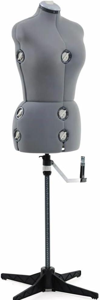 SINGER Female Adjustable Gray Dress Form Fits Sizes 10-18 Pinnable Mannequin Body Torso with 360 Degree Hem Guide, Foam-Backed Fabric Exterior, 12 Dials, Tri-Pod Stand