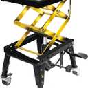 Jack Boss 350 Lbs Motorcycle Lift Jack Table, Hydraulic Foot-Operated Scissor Lift Jack for Bike, Motorcycle Stand with 4 Wheels Black