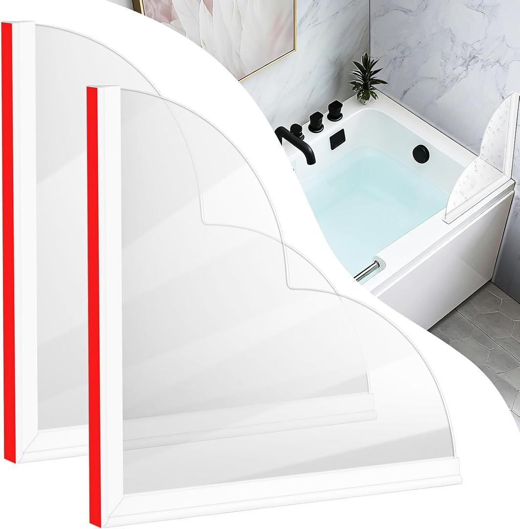 2 Pack Large Shower Splash Guard Kit, Upgrade 9.25 x 9.25 Bathtub Shower Water Splash Guards, Self-Adhesive Shower Guards to Keep Water in Shower, Shower Water Blocker from Splashing Out