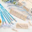 Threehoney 6 Sets Baby Shower Games Pacifiers Necklace and One Handed Wooden Clamp Hanger Game Bridal Shower for Gender Reveal Party Favors Funny Activities Parties(Blue)