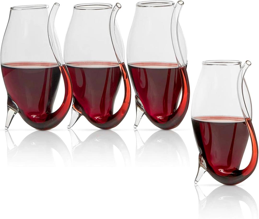 The Wine Savant Crystal Port and Dessert Wine Sippers, Dry Sherry, Cordial, Aperitif & Nosing Copitas Tasting Glass - Dinner Drink Glassware Glasses | Set of 4-3 oz Sipper | -