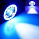 ESUPPORT 2Pcs 3" 12V 30W COB LED Fog Light Projector Car Blue Angel Eyes Halo Ring DRL Lamp Headlight Driving Bulbs