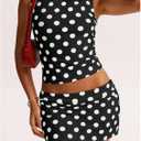 WDIRARA Women's Y2k Polka Dots Tank Top Boat Neck Sleeveless Going Out Fitted Shirts, XS