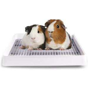 Oncpcare 15x12 Guinea Pig Litter Box with Grid, Small Animal Litter Tray for Cage, Bunny Restroom Pan Toilet Potty Training for Rabbit Ferret Chinchilla Rat