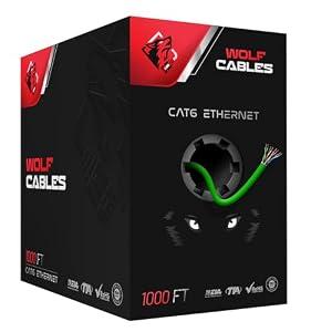 WOLF CABLES | Heavy-Duty CAT6 Ethernet Cable 1000ft | UTP, 23AWG, 550MHz | Stable & Remarkable Performance (Green)