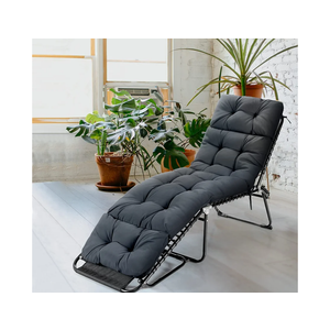 MAT EXPERT Indoor/Outdoor Patio Chaise Lounge Cushion, Thickened Recliner w/ 4 String Ties, Lounge Chair Cushion for Pool Chair, Balcony Chair (1, Gray)